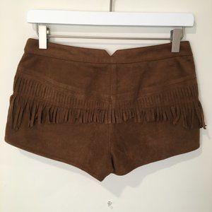 BCBG Maxazria Faux Suede Fringe Short Shorts XS